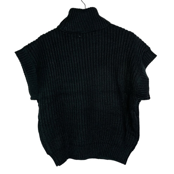 Boutique Marled Hunter Green Short Sleeve Ribbed Knit Turtleneck Sweater XS - Picture 2 of 3